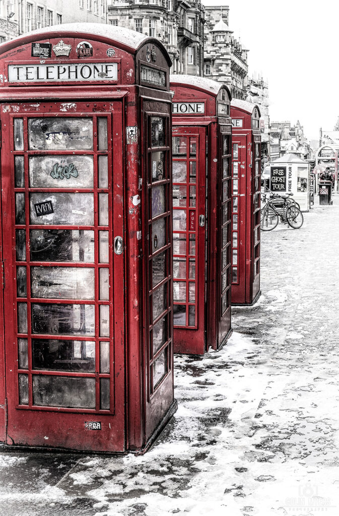 Royal Mile Phone Boxes In Snow