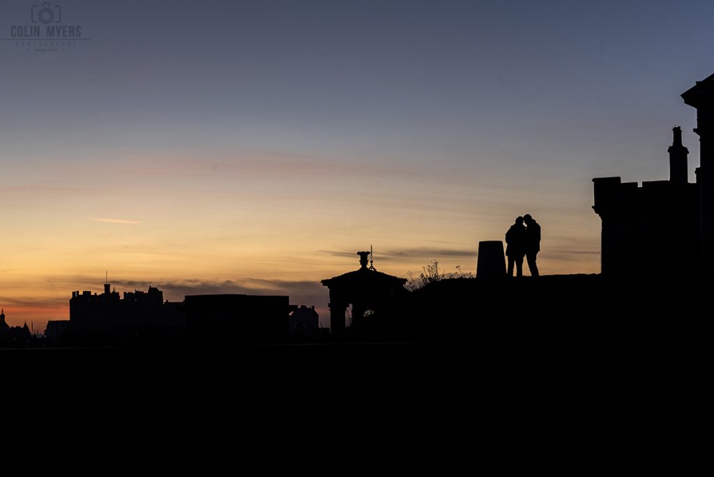 Edinburgh Sunset Silhouette Couple