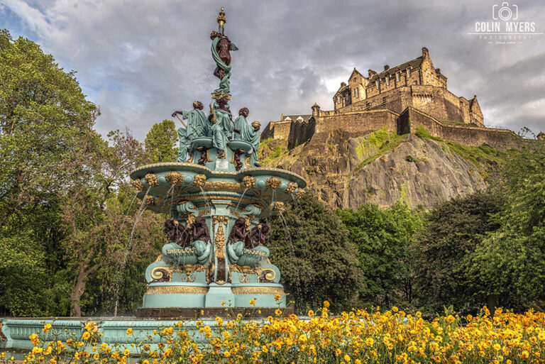 Castle, Fountain & Flowers